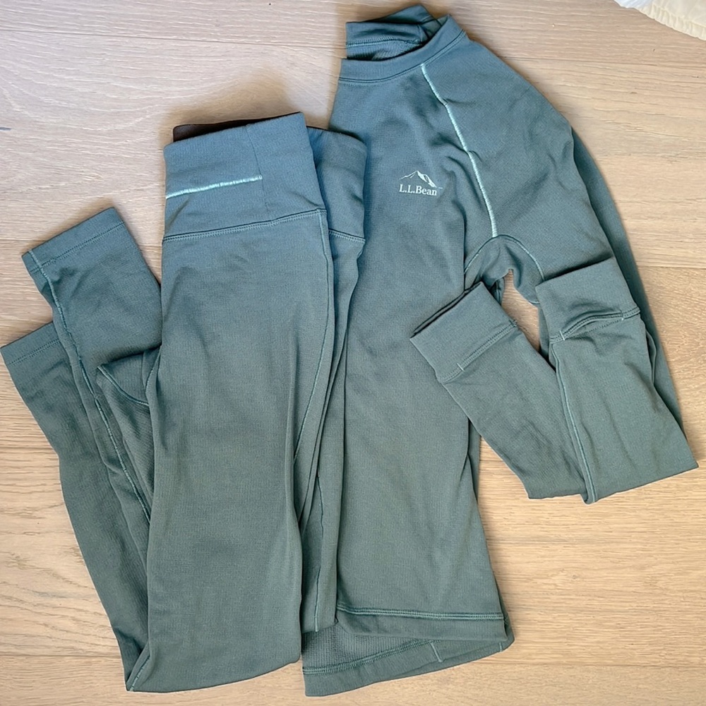 L.L. Bean base layer set, blue smoke